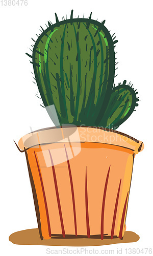 Image of A beautiful cactus plant with small arm in a decorative pot vect