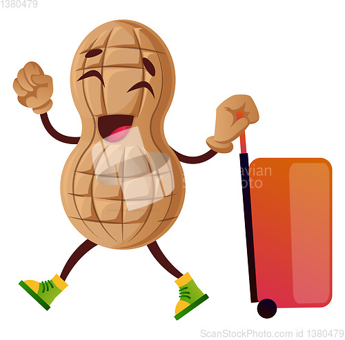 Image of Peanut going on trip, illustration, vector on white background.