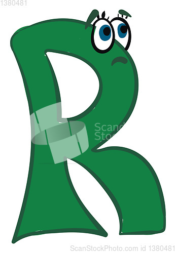 Image of Emoji of the sad green alphabetical letter R vector or color ill