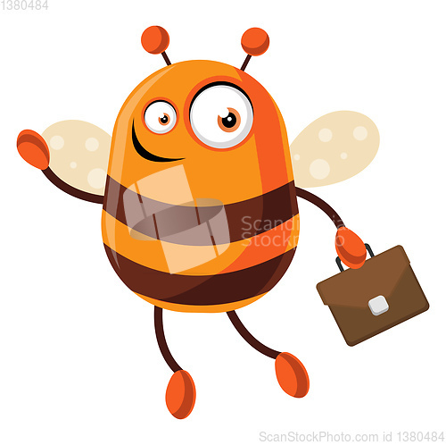 Image of Bee going to work, illustration, vector on white background.