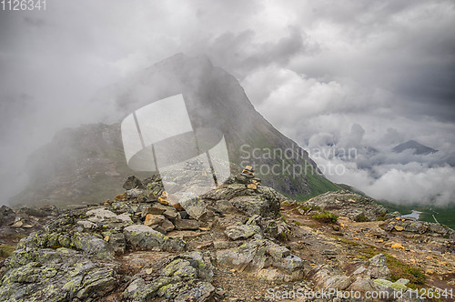 Image of Dramatic norwegian landscape in cold summer