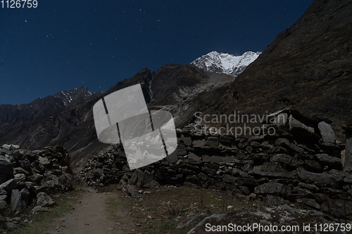 Image of Night landscape in Langtand valley trek