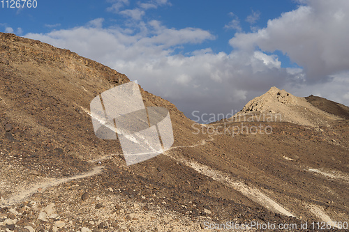 Image of Trekking in Negev dramatic stone desert, Israel 