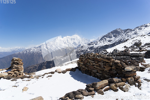 Image of Snow mountains peak in Nepal Himalaya 