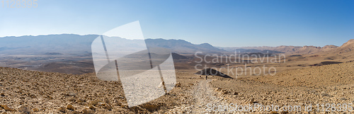 Image of Trekking in Negev dramatic stone desert, Israel 