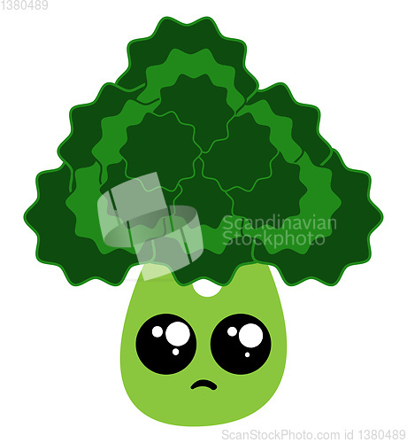 Image of Sad broccoli, vector or color illustration.