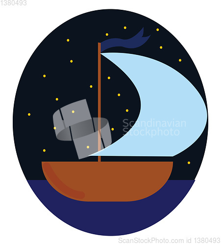 Image of Night boat, vector or color illustration.