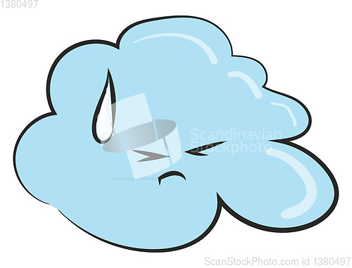 Image of Emoji of a sad blue-colored cloud set on isolated white backgrou