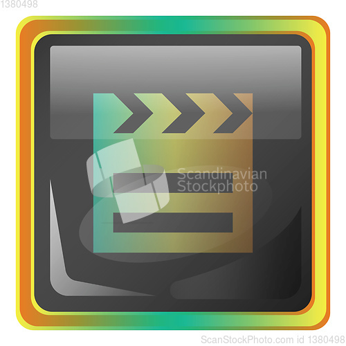 Image of Film grey square vector icon illustration with yellow and green 