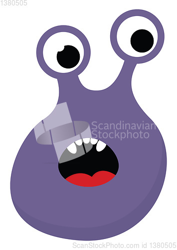 Image of Cartoon funny purple monster with two eyes and exposing red tong