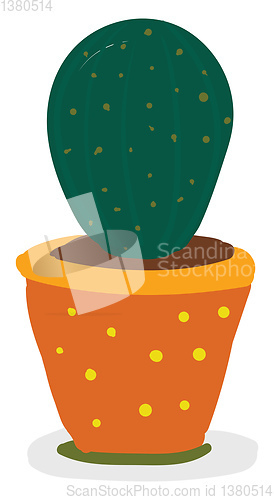 Image of A beautiful green cactus plant in a designed yellow flower pot v