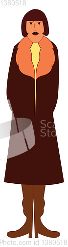 Image of A tall woman in a long brown-colored coat vector or color illust