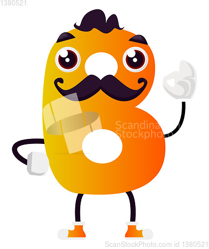 Image of Yellow letter B with mustache vector illustration on white backg