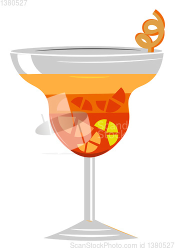 Image of Drawing of elegant party glassware filled with citrus cocktail a