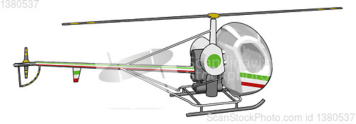 Image of Grey helicopter with green and red stripes vector illustration o