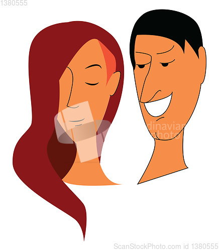 Image of A boy and a girl, vector color illustration.
