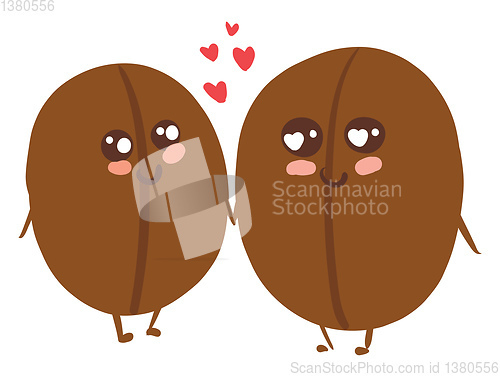 Image of love of coffee beans vector or color illustration