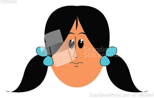 Image of Cartoon face of a girl in two side ponytails hairstyle vector or