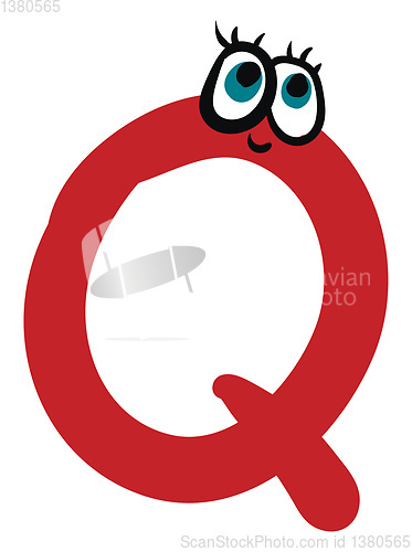 Image of Alphabet capital q emoji in red color vector or color illustrati