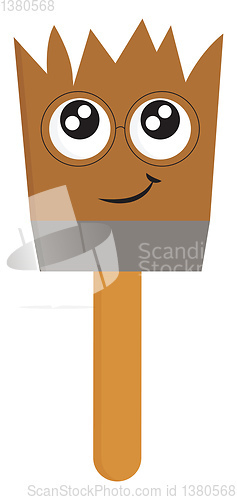 Image of Paint brush with big eyes and round glasses vector illustration 