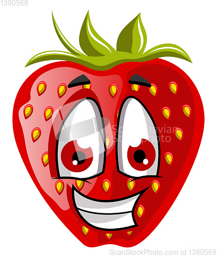 Image of Happy strawberry face illustration vector on white background