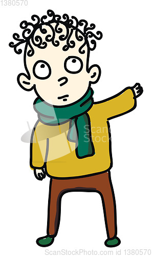 Image of Boy with curly hair vector or color illustration