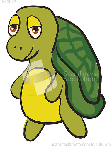 Image of Funny green turtle smiling vector illustration on white backgrou