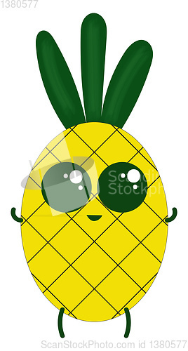 Image of Cute pineapple, vector or color illustration.