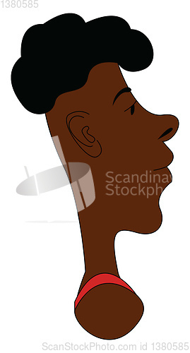 Image of Profile of young black boy print vector on white background