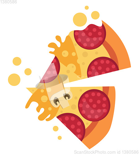 Image of Couple of salami pizza slicesPrint