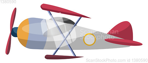 Image of Gray old cartoon airplane vector illustration on white backgroun