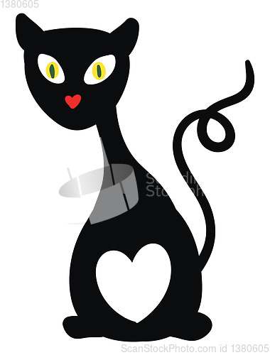 Image of A black cat with heart-shaped lips symbolizes love vector or col