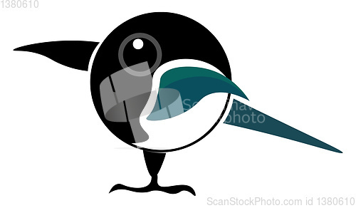 Image of Cartoon picture of a magpie bird vector or color illustration