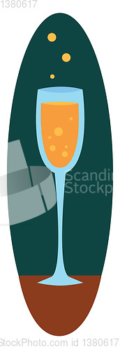 Image of Champagne glass in dark blue-green eclipse vector illustration o