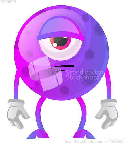 Image of Bored one eye purple monstre illustration vector on white backgr