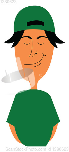 Image of A smirking little boy dressed in a green-colored shirt vector or