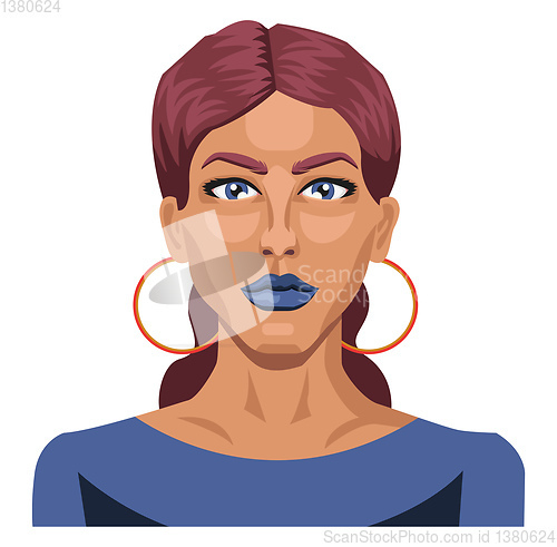 Image of Beautiful girl with blue lipstick illustration vector on white b