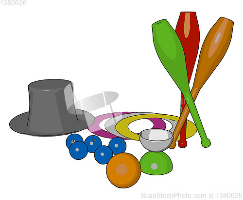 Image of Different type of toys vector or color illustration