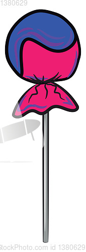 Image of A lollypop wrapped in pink & blue vector or color illustration
