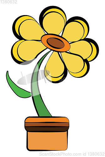 Image of Yellow marguerite on a brown pot vector or color illustration