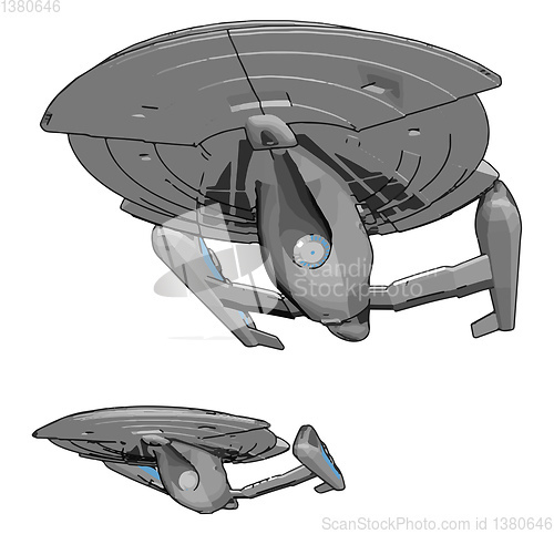 Image of Fantasy Imperial spaceship vector illustration on white backgrou