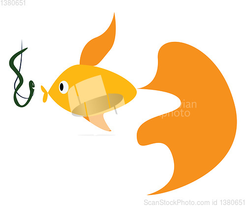 Image of A fish swimming towards the bait vector color drawing or illustr