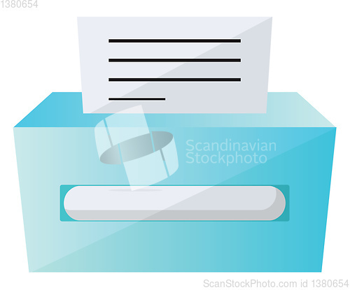 Image of Blue printer with a paper vector illustration on a white backgro