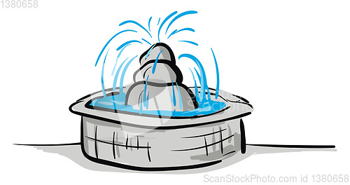 Image of Stone gray fountain sprays water illustration vector on white ba