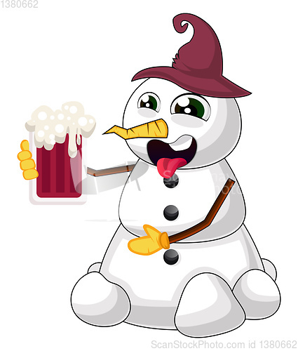 Image of Drunk snowman illustration vector on white background
