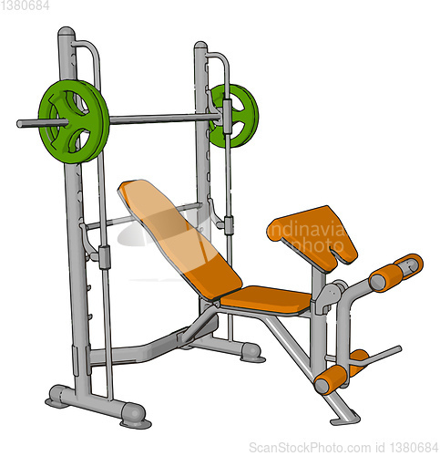 Image of 3D vector illustration of a orange gym weight lifting device on 