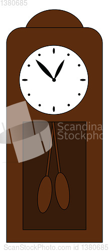 Image of Dark brown antique wall clock vector illustration on white backg