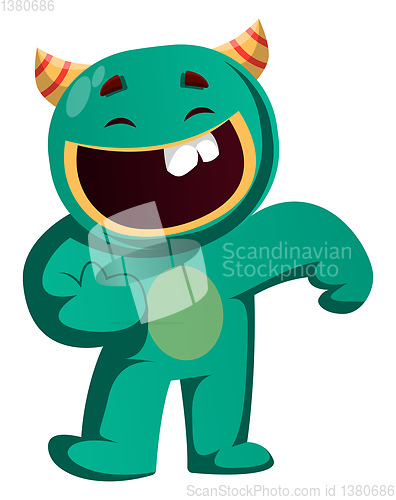 Image of Green monster in a good mood vector illustration
