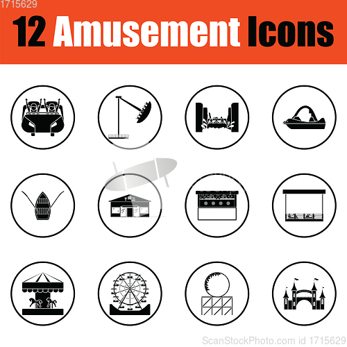 Image of Amusement park icon set