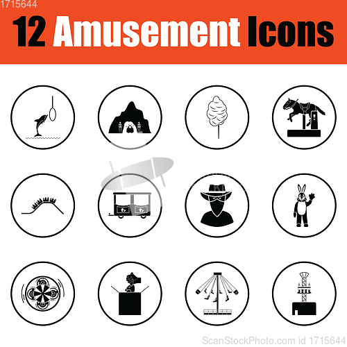 Image of Amusement park icon set